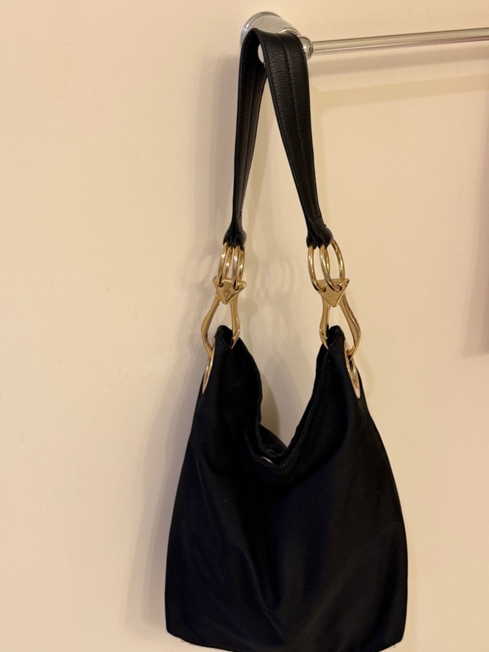 Black JPK Shoulder Hobo Bag with Gold Hardware